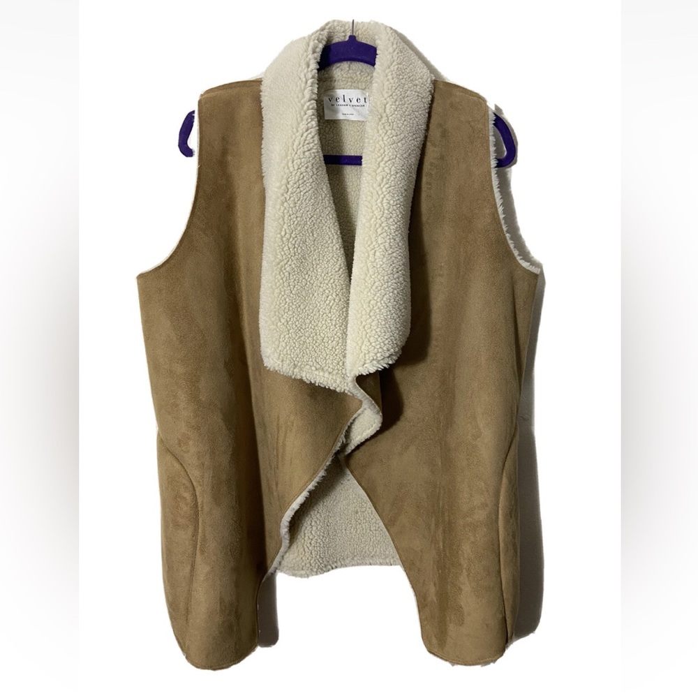 Velvet Graham Spencer faux fur Sherling open front Vest s